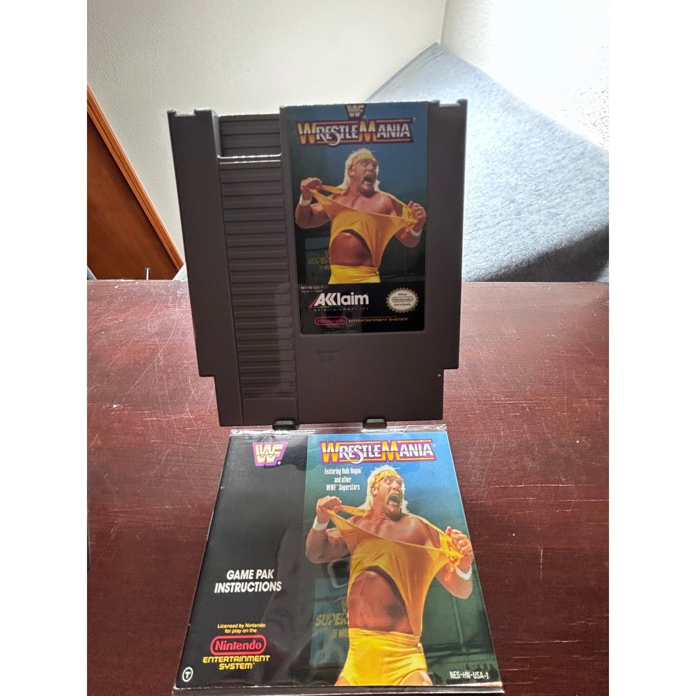 WWF WrestleMania Nintendo NES Game Cartridge with Manual and Dust Sleeve